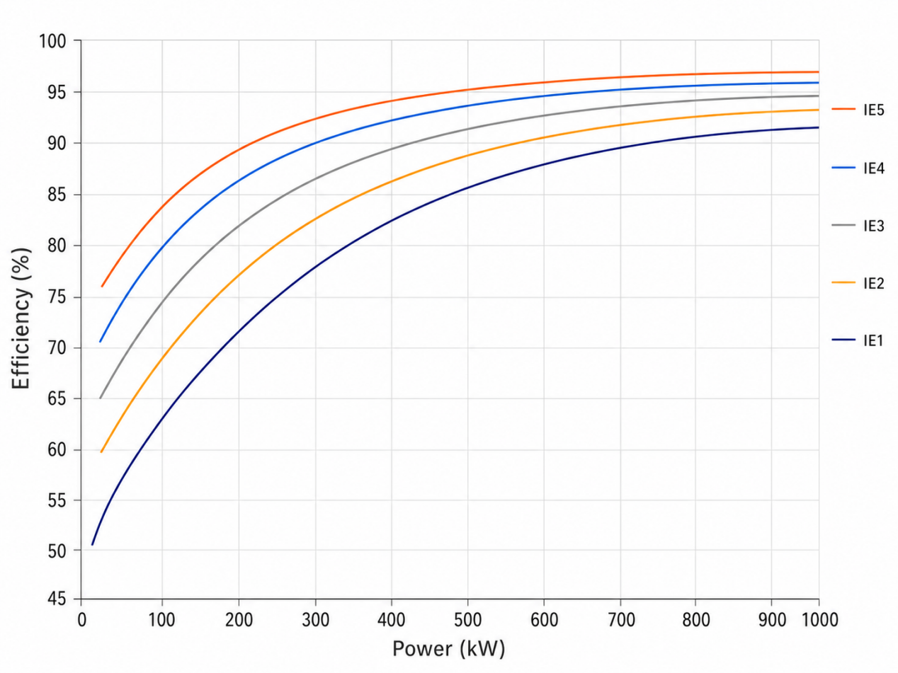 IE efficiency curve chart no log scale