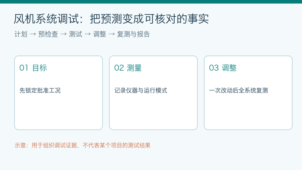 风机系统调试从目标、测量到复测的步骤示意封面