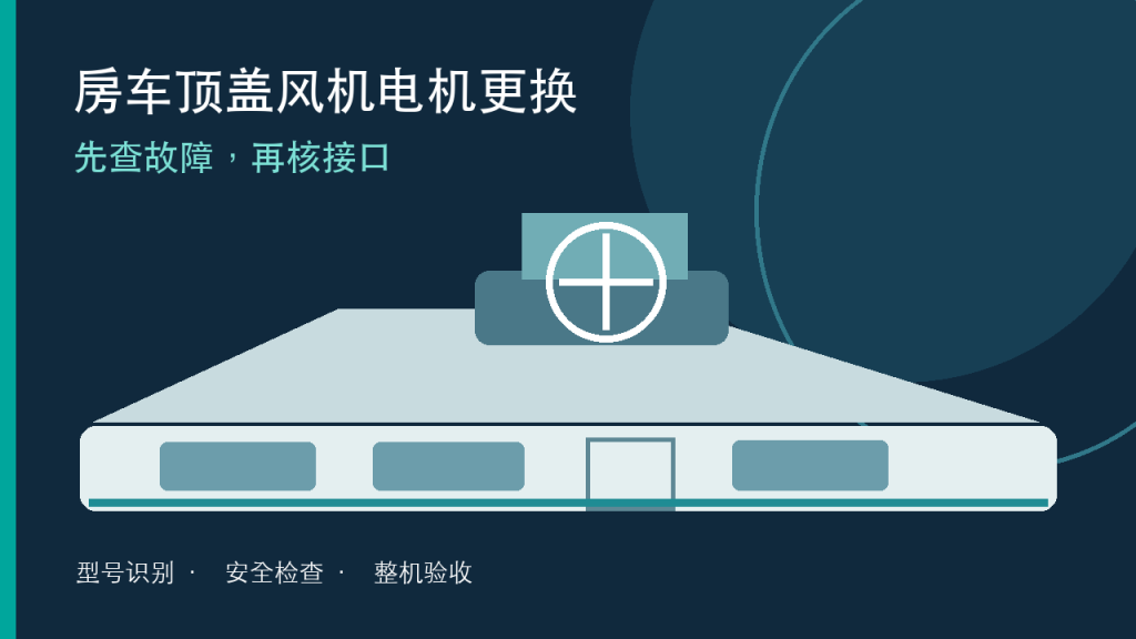房车顶盖风机电机更换的型号识别与维修决策示意封面